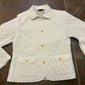 Lands' End Quilted Cream Button-Up Jacket